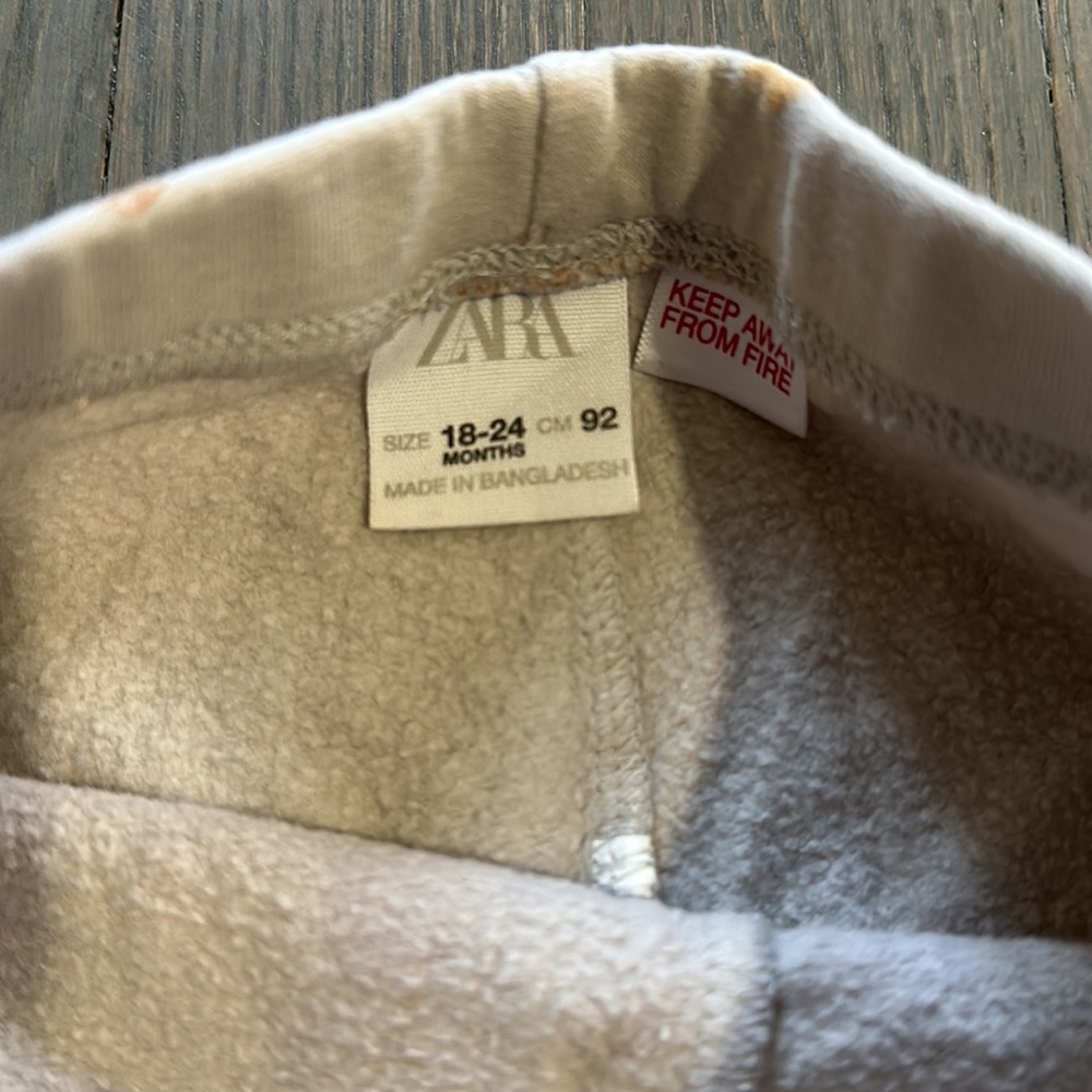 Zara 18-24 Months Teddy Bear Print Fleece-Lined Leggings Pants - Picture 3 of 6
